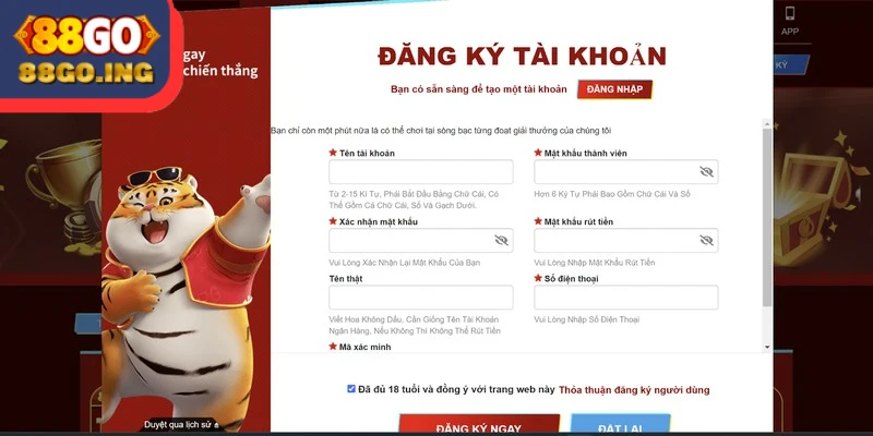 88GO - Mang Đến Trải Nghiệm Giải Trí Online Hấp Dẫn Nhất 24 Các bước đăng ký tài khoản hội viên tại 88GO