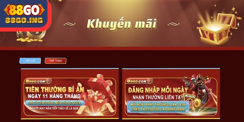 88GO - Mang Đến Trải Nghiệm Giải Trí Online Hấp Dẫn Nhất 23 Đa dạng khuyến mãi hấp dẫn dành cho hội viên 88GO